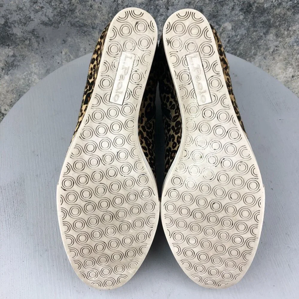 Linea Paolo Women's Size 11M Felicia Leopard Calfhair High Heel Wedge Sneakers